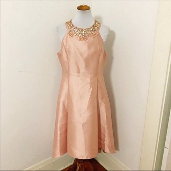Adrianna Papell blush pink hi-lo cocktail dress 14 - Picture 2 of 7